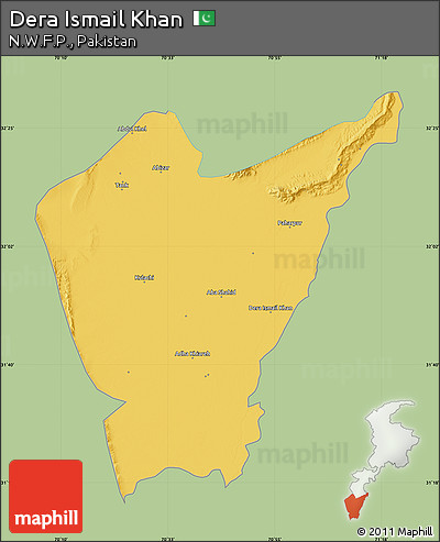 Savanna Style Map of Dera Ismail Khan, single color outside