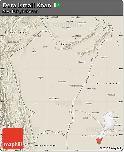 Shaded Relief Map of Dera Ismail Khan