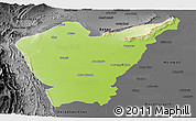 Physical Panoramic Map of Dera Ismail Khan, darken, desaturated