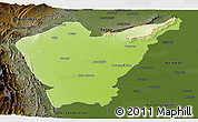 Physical Panoramic Map of Dera Ismail Khan, darken