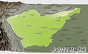 Physical Panoramic Map of Dera Ismail Khan, darken, semi-desaturated