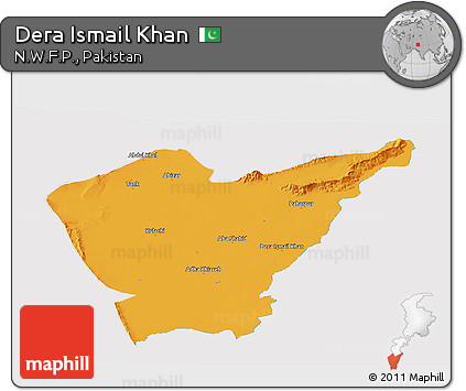 Political Panoramic Map of Dera Ismail Khan, cropped outside