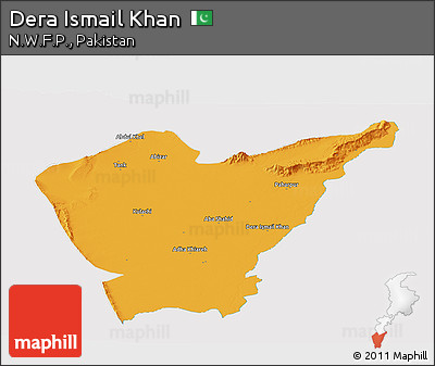 Political Panoramic Map of Dera Ismail Khan, cropped outside