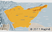 Political Panoramic Map of Dera Ismail Khan, lighten, semi-desaturated