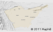 Shaded Relief Panoramic Map of Dera Ismail Khan, lighten, desaturated