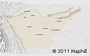 Shaded Relief Panoramic Map of Dera Ismail Khan, lighten, semi-desaturated