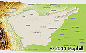 Shaded Relief Panoramic Map of Dera Ismail Khan, physical outside
