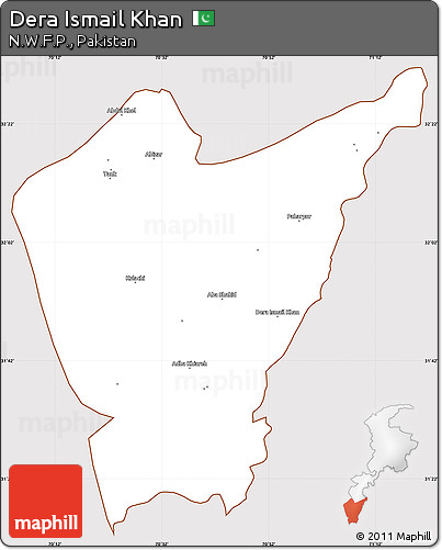 Classic Style Simple Map of Dera Ismail Khan, cropped outside