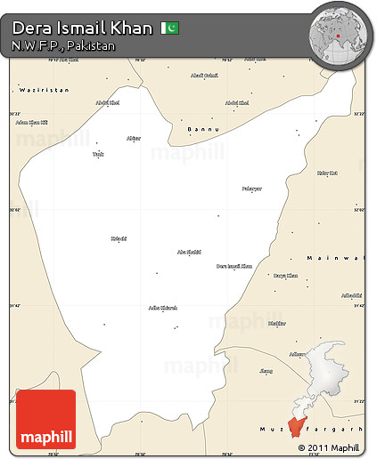 Classic Style Simple Map of Dera Ismail Khan
