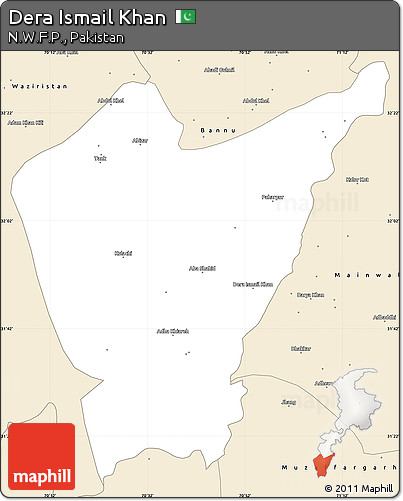 Classic Style Simple Map of Dera Ismail Khan
