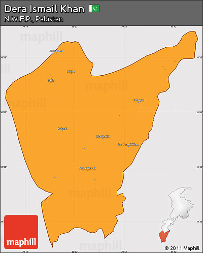 Political Simple Map of Dera Ismail Khan, cropped outside