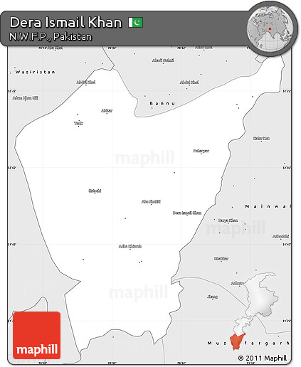 Silver Style Simple Map of Dera Ismail Khan