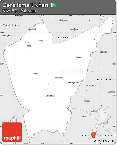 Silver Style Simple Map of Dera Ismail Khan