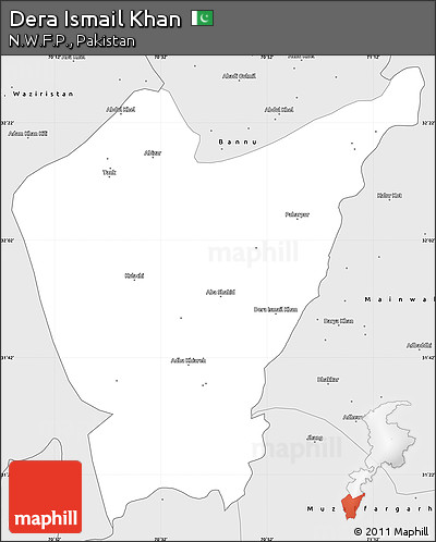 Silver Style Simple Map of Dera Ismail Khan