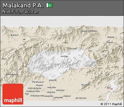 Classic Style 3D Map of Malakand P.A.