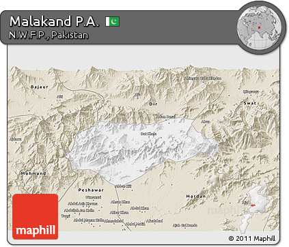 Classic Style 3D Map of Malakand P.A.