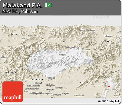 Classic Style 3D Map of Malakand P.A.