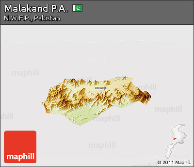 Physical 3D Map of Malakand P.A., cropped outside
