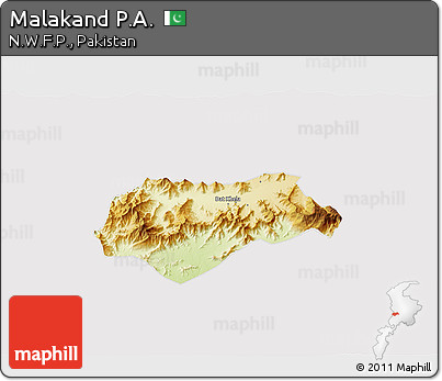 Physical 3D Map of Malakand P.A., cropped outside