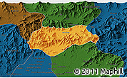 Political 3D Map of Malakand P.A., darken