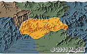 Political 3D Map of Malakand P.A., darken, semi-desaturated