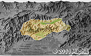 Satellite 3D Map of Malakand P.A., darken, desaturated