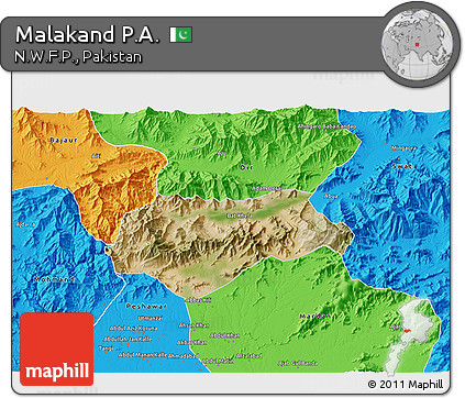Satellite 3D Map of Malakand P.A., political outside