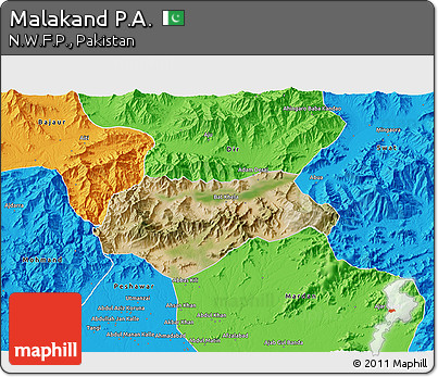 Satellite 3D Map of Malakand P.A., political outside