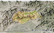Satellite 3D Map of Malakand P.A., semi-desaturated
