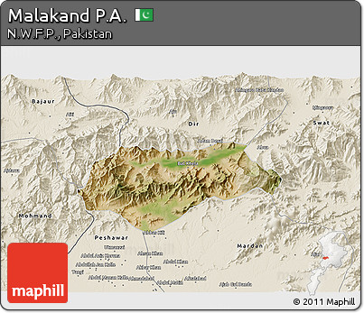 Satellite 3D Map of Malakand P.A., shaded relief outside