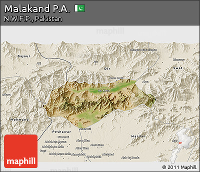 Satellite 3D Map of Malakand P.A., shaded relief outside