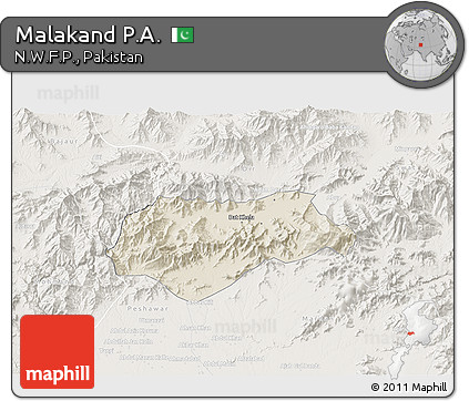 Shaded Relief 3D Map of Malakand P.A., lighten