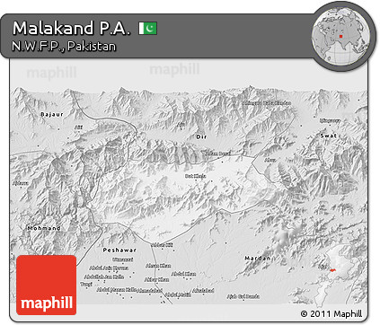 Silver Style 3D Map of Malakand P.A.