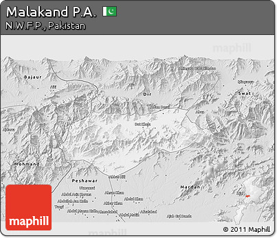 Silver Style 3D Map of Malakand P.A.