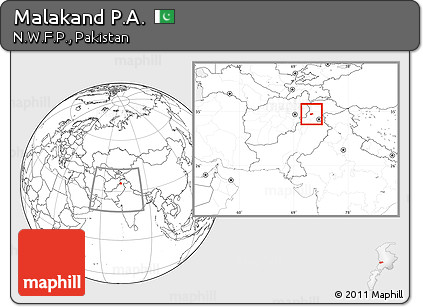 Blank Location Map of Malakand P.A., within the entire country