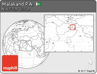 Blank Location Map of Malakand P.A., within the entire country