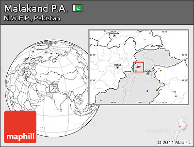 Blank Location Map of Malakand P.A., highlighted country