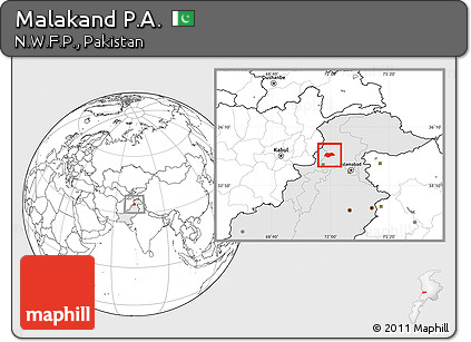 Blank Location Map of Malakand P.A., highlighted country
