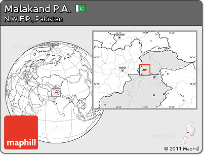 Blank Location Map of Malakand P.A., highlighted country
