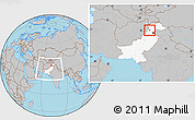 Gray Location Map of Malakand P.A., highlighted country, within the entire country