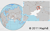 Gray Location Map of Malakand P.A., highlighted country, highlighted parent region, within the entire country