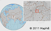 Gray Location Map of Malakand P.A., hill shading