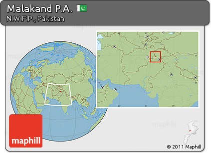 Savanna Style Location Map of Malakand P.A., within the entire country