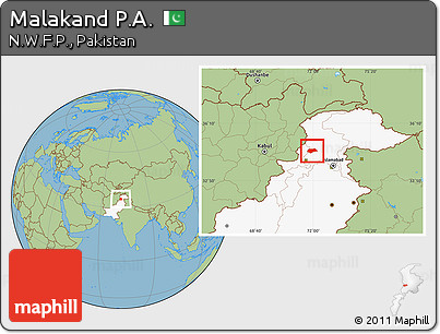 Savanna Style Location Map of Malakand P.A., highlighted country