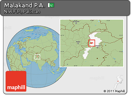 Savanna Style Location Map of Malakand P.A., highlighted parent region