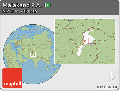 Savanna Style Location Map of Malakand P.A., highlighted parent region