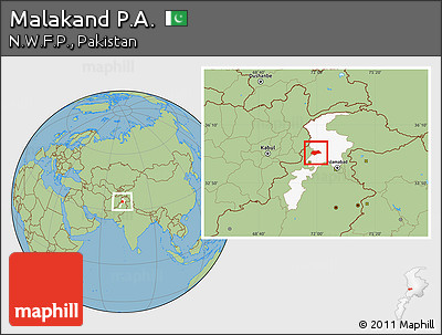 Savanna Style Location Map of Malakand P.A., highlighted parent region