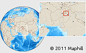 Shaded Relief Location Map of Malakand P.A., within the entire country