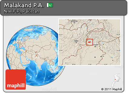 Shaded Relief Location Map of Malakand P.A.