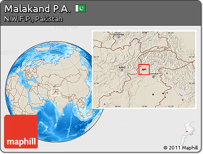 Shaded Relief Location Map of Malakand P.A.